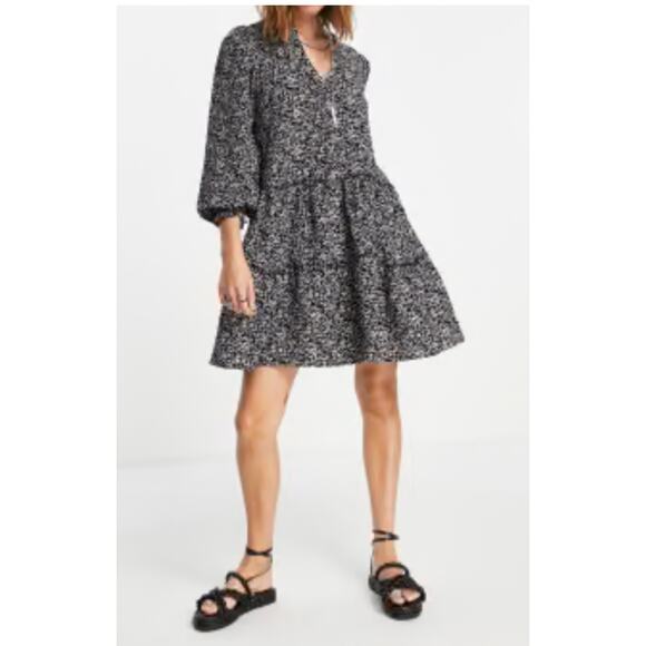 Flag & Anthem Womens V-Neck Ruffle Tears 3/4 Sleeves Floral Midi Dress Size M - Picture 2 of 14